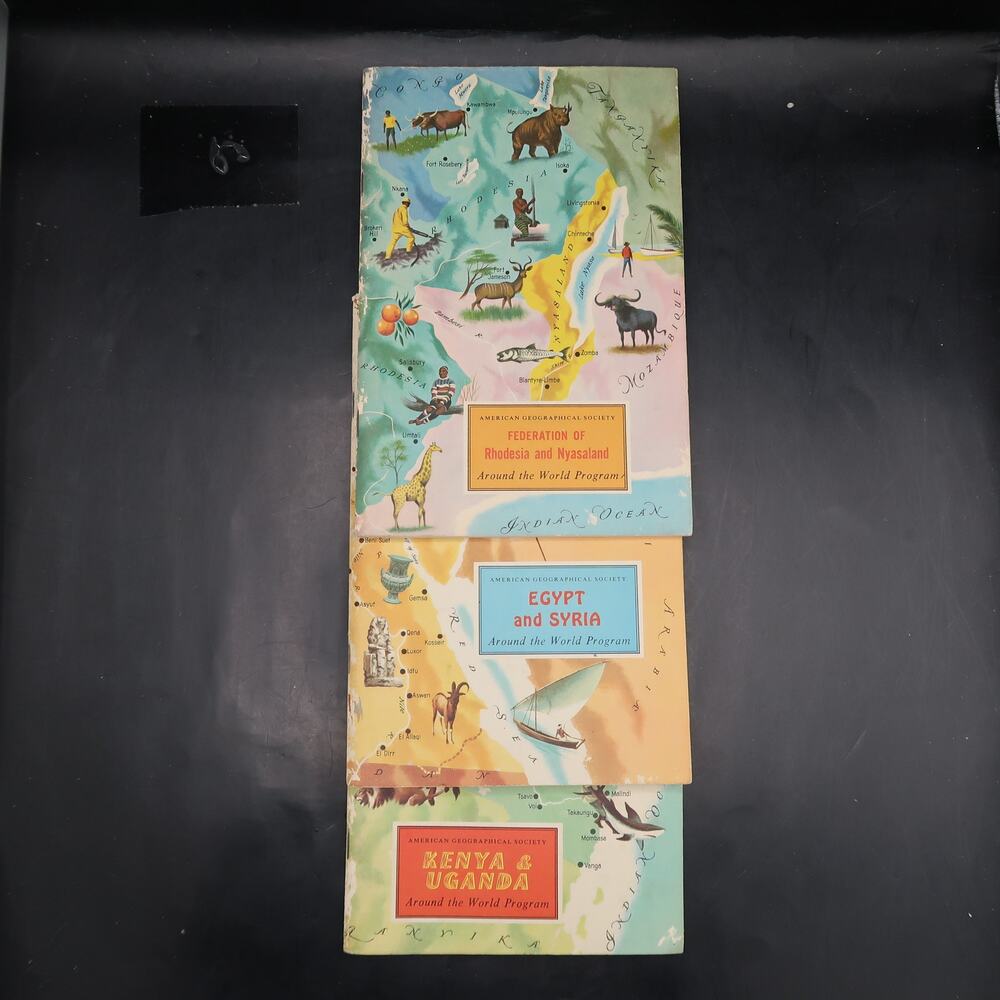 American Geographical Society Around the World Program Booklet Set of 3 1960s
